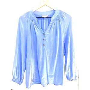 Lilly Pulitzer Women Small Elsa Top Breakwater Blue 100% Silk Light Airy Casual